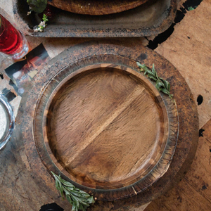 Bandeja de Servir de Madera de Acacia Natural, Plato Redondo de Madera Ecológico para Comida, Apto para Contacto con Alimentos, para Restaurante, Hogar, Cocina, Vajilla - Product Image 2