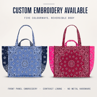 Sac fourre-tout de plage et de pique-nique style japonais à motif Paisley, matelassé, réversible, imprimé bandana, brodé, avec fermeture éclair, sac à bandoulière toutes saisons