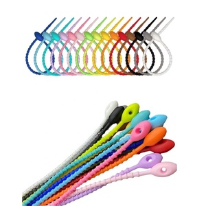 Sujetacables ajustables de silicona suave y utilizable, bridas de silicona para cables giratorios, bridas con cremallera, bridas de goma elástica para almacenamiento de cables - Product Image 1
