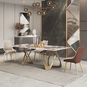 Set <span class=keywords><strong>Tavolo</strong></span> da Pranzo di Lusso Contemporaneo <span class=keywords><strong>con</strong></span> Lastra di Pietra Lucida Estensibile e <span class=keywords><strong>6</strong></span> <span class=keywords><strong>Sedie</strong></span> Arredamento Moderno per la Casa - Product Image 4