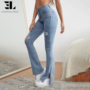 LARSUR Xintang Guangzhou China, Fábrica de Jeans de Mezclilla, Fabricante, Proveedor, Mayorista, Jeans Clásicos de <span class=keywords><strong>Mujer</strong></span>, Corte Ajustado y Acampanado - Product Image 4
