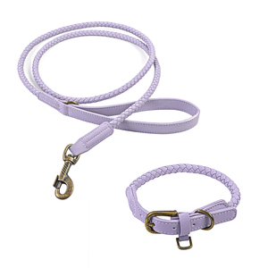 Venta al por mayor personalizado hecho a mano de lujo trenzado suave perro collar Correa conjunto para mascotas lleva tracción al aire libre caminar - Product Image 1