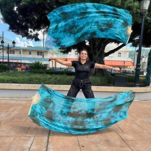 Abanico de Seda y Bambú de Alta Calidad Hecho a Mano en China, 100% Seda, 1.2m, <span class=keywords><strong>para</strong></span> Danza del Vientre, Abanico de Mano <span class=keywords><strong>para</strong></span> Espectáculos de Danza - Product Image 2