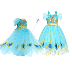 <span class=keywords><strong>Disfraz</strong></span> de <span class=keywords><strong>Aladdin</strong></span> <span class=keywords><strong>Jasmine</strong></span> para niños, fiesta de Halloween, ropa de baile, niñas, Arabia, Princesa, película de dibujos animados, juego de rol, Cosplay con vestido de peluca - Product Image 2