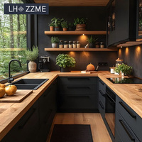 Armoires de cuisine en chêne rustique de haute qualité et accessoires, conception personnalisée avec des unités de rangement, armoire de cuisine durable pour appartement