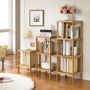 Estantería de pie, mueble minimalista moderno de bambú y madera maciza para sala de estar, estantería de almacenamiento de varias capas - Product Image 2