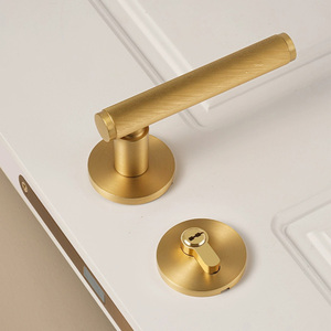 סט ידיות דלת מפליז מלא יוקרתיות עם חריטה, ידית דלת פנימית עם מנעול לבית ולמלון - Product Image 5