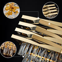 Lustre moderne en cristal doré pour hôtel et restaurant, design suspendu, LED de haute qualité, dimmable, forme ronde de luxe