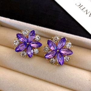 Fashion Trend Unique Design Elegant Exquisite Flower Zircon <b>Stud</b> <b>Earrings</b> for Women High-end Jewelry Purple Petal <b>Earrings</b> - Product Image 4