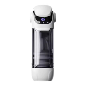 White Telescopic Suction <b>Vibrating</b> Masturbator For Men Adult Sex Toy With Digital Display And Heating Function - Product Image 5
