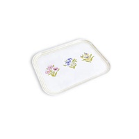 Plateau rectangulaire en mélamine personnalisable Bestwares, motif de pansy, bordure dorée, plateau de service pour la maison, l'hôtel, le restaurant, usage quotidien