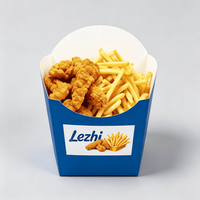 Caja para llevar pollo frito, de cartón blanco de calidad alimentaria, con logo personalizado, para comida rápida, con asa.