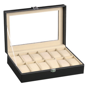 Lüks Saat Saklama Kutusu 001 Çoklu Deri Şeffaf Cam Saat Sergileme Kutuları Retro İş Saati Saklama Kutusu - Product Image 1