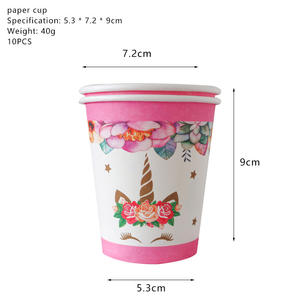 Kit de <span class=keywords><strong>Vaisselle</strong></span> <span class=keywords><strong>Jetable</strong></span> Licorne Rose pour Fête d'Anniversaire Enfants, Assiettes en Carton, Gobelets, Serviettes, Décoration de Fête et Baptême Bébé - Product Image 4