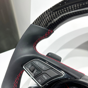 Volant sport en fibre de carbone personnalisé pour <span class=keywords><strong>Audi</strong></span> Série Berline A3 A4 A5 S3 <span class=keywords><strong>S4</strong></span> S5 RS3 RS4 RS5, design en forme de D avec palettes de changement de vitesse - Product Image 5