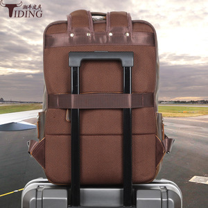 Tiding Genuine <b>Leather</b> <b>Backpack</b> 15.6-inch Laptop <b>Large</b> Capacity Travel Leisure Dark Brown - Product Image 3