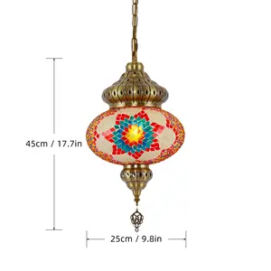 Zhelanpu lampu gaya Maroko gaya Turki Tiffany kaca multicore buatan tangan mosaik tempat lilin