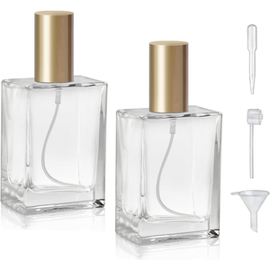 Wholesale Luxury Recyclable Square Shape Flat Shoulder Clear Glass Mist Sprayer <b>Perfume</b> <b>Bottle</b> <b>30ml</b> 1oz - Product Image 1