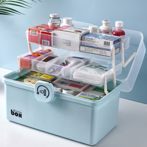 Boîte de rangement portable pour médicaments à grande capacité, 3 étages, avec serrure, organiseur de premiers secours pour la maison, les voyages et les urgences - Product Image 4