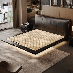 2025 Nieuwe Mode Zwevend Opbergbed Diamant Luxe Gestikte Echt Lederen Dunne Hoofdbord Italiaans Kingsize Bruilofts Dubbel Bed - Product Image 3