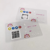 Cartes de visite personnalisables écologiques en PVC transparent imperméable avec impression offset en relief et impression de logo