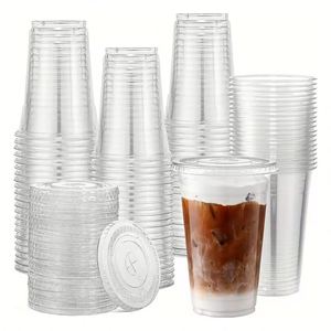Vasos Desechables Ecológicos de PLA de Pared Simple, Biodegradables, Transparentes, de 9oz, 12oz y 32oz con Tapa para Bebidas Frías - Product Image 1