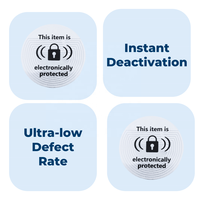 Étiquettes RF EAS rondes 8,2 MHz, autocollants de sécurité antivol pour marchandises de détail