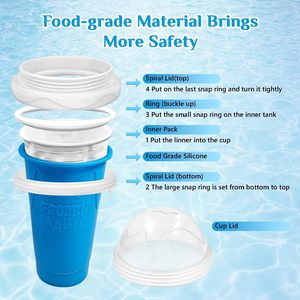 Double Layer Silicone Slushie Maker <b>Cup</b> with <b>Lid</b> <b>and</b> <b>Straw</b> Frozen Smoothie Squeeze <b>Cup</b> Portable DIY Drinkware - Product Image 3