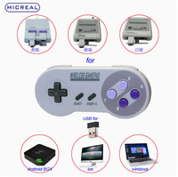 Manette de jeu sans fil 2,4 G avec 2 récepteurs, bouton violet, compatible avec SNES Mini/PC/Windows/NS/Switch/Téléphone