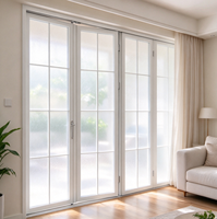 Porte pliante en aluminium de style chinois, porte pliante, séparateur de pièce intérieur, verre cristal effet sable huilé, cloison pour salle de thé