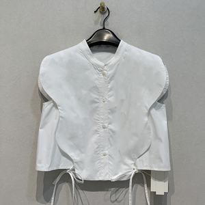 Camicia corta con spalla da vacanza fresca in stile francese con collo alto monopetto in pizzo Casual <span class=keywords><strong>camicetta</strong></span> donna - Product Image 1