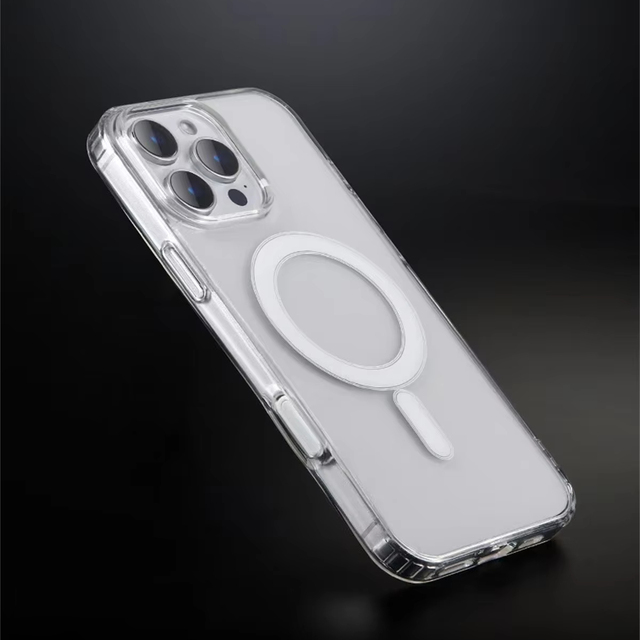 Transparent Shockproof Phone Case TPU PC Magnetic Phone Case with Wireless Charging on the Back for Iphone 16 15 14 13