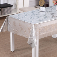 Nappe de table en PVC RNPT Gold Vine Lace Print avec motif de feuilles tombantes, finition transparente facile à nettoyer pour les fêtes