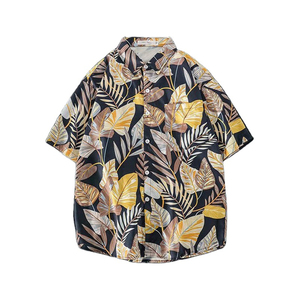 Offre Spéciale à la mode hommes fleur décontracté Vintage chemise de plage ample Logo personnalisé boutonné chemise à manches courtes - Product Image 1