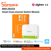 Pour MINI-ZB2GS MINI DUO Interrupteur intelligent Zigbee 3.0 à 2 voies, contrôle double charge, prise universelle, matériau PC, contrôle à distance par application