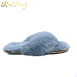 Dép Xỏ Ngón Trong Nhà Thiết Kế Mới Nhất Mùa Đông 2020 Faux Fur Dép Lê Có Đính Ngọc Trai - Product Image 3