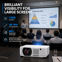 Proyector Láser de Tiro Corto de 7500 Lúmenes con Relación de 0.68-0.82 para Salas de Capacitación y Educación