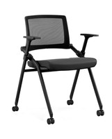 Chaise de formation ergonomique pliable et empilable sur mesure OEM, design moderne, dossier en maille PP, siège en mousse moulée, accoudoirs, pour la maison et le bureau