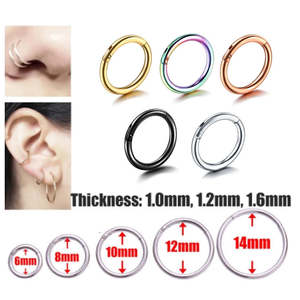 Anel de Nariz em Titânio G23 16G 18G 20G, Argolas para Septo, Cartilagem, Helix, Daith, Clicker Articulado, Brincos Femininos, Joias para Piercing - Product Image 2