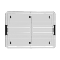 Grande boîte de rangement plastique, récipient alimentaire transparent avec couvercles, 55l