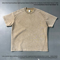 T-shirt vintage à manches courtes pour homme, modèle vierge, 300 grammes, en coton Air Mamba, patchwork flocon de neige, délavé et vieilli, vente en gros transfrontalière