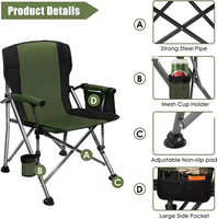 Chaise d'extérieur portable de haute qualité avec poignée droite et grand sac isotherme latéral pliable pour le camping, la randonnée, les ateliers et la pêche