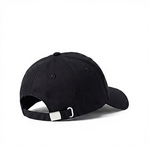 Black 6-Panel Baseball Cap 100% Cotton Twill Fitted Unisex Casual Solid Color Adult <b>Hat</b> - Product Image 2