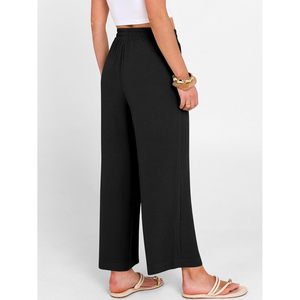 FOXA Pantalon Capri Femme Ample Taille Haute en Lin et Coton Respirant avec Poches – Idéal Été, Plage et Tenues Décontractées - Product Image 4