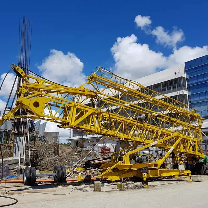 QTK40 mini self erected tower crane with wire control or remote control fast erecting tower crane