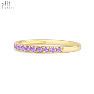2025 Hot Selling 18K Solid <b>Yellow</b> Gold Ring Natural Amethyst Ring Jewelry Stackable Ring Set for Women' s Gift - Product Image 3