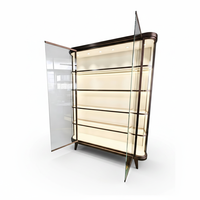 Meistverkaufte Fabrikgefertigte Gebogene Bronze-Metall-Vitrine mit LED-Beleuchtung Freistehende Ausstellungsvitrine für Luxus-Einzelhandel