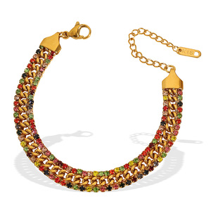 Pulsera de circonita de acero y titanio de estilo europeo americano para mujer, joyería de fiesta con diseño geométrico - Product Image 5