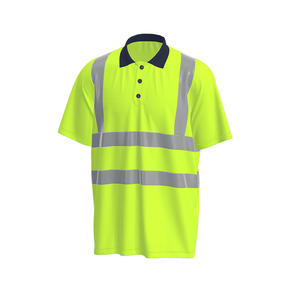 Güvenlik kısa kollu Hi Vis yansıtıcı şeritler ile çalışma t-shirt nefes hızlı kuru floresan çalışma Polo GÖMLEK - Product Image 5