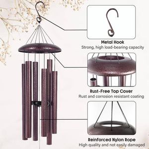 Campana <span class=keywords><strong>de</strong></span> Viento <span class=keywords><strong>de</strong></span> Aluminio Bronceado <span class=keywords><strong>de</strong></span> 32 Pulgadas con Tubo <span class=keywords><strong>de</strong></span> Afinación para Jardín Conmemorativo Exterior, Mini Patio <span class=keywords><strong>de</strong></span> Comedor - Product Image 4